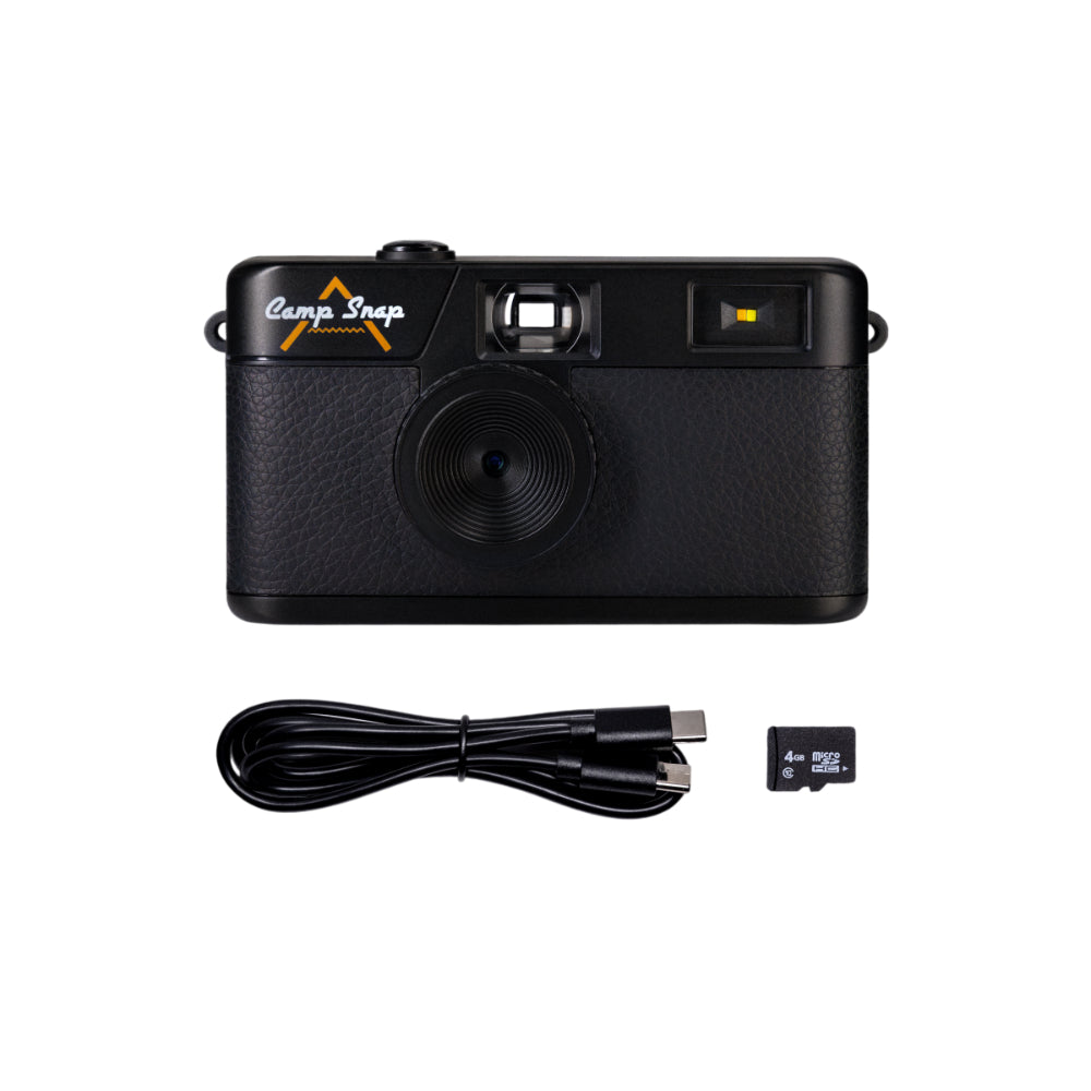 Camp Snap V105 Screen-Free Digital Camera | 8MP Point-and-Shoot Vintage Style, LED Flash, Rechargeable Battery, 500 Photos per charge, Includes 4GB Micro SD Card, for Kids and Adults, Stealth Black