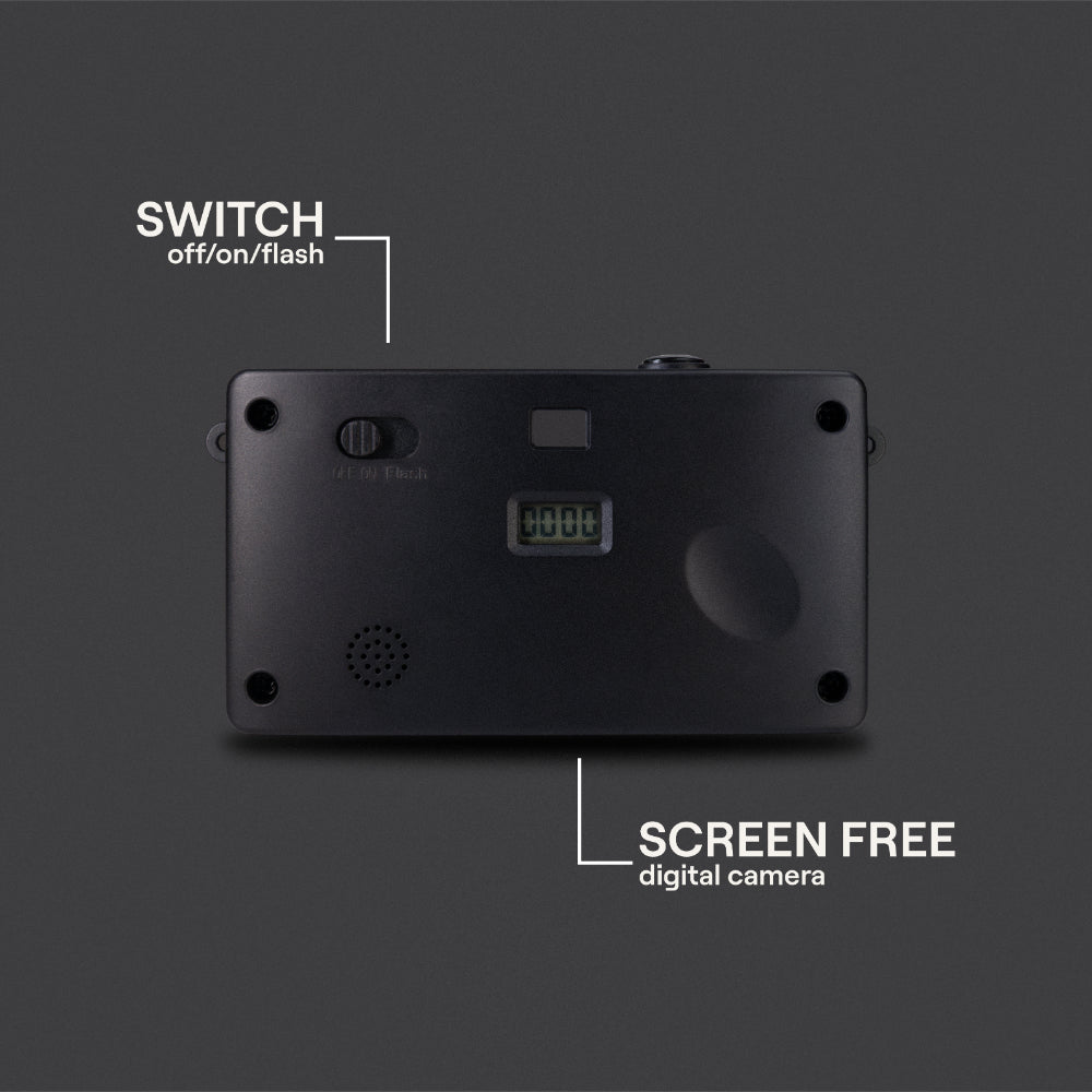 Camp Snap V105 Screen-Free Digital Camera | 8MP Point-and-Shoot Vintage Style, LED Flash, Rechargeable Battery, 500 Photos per charge, Includes 4GB Micro SD Card, for Kids and Adults, Stealth Black