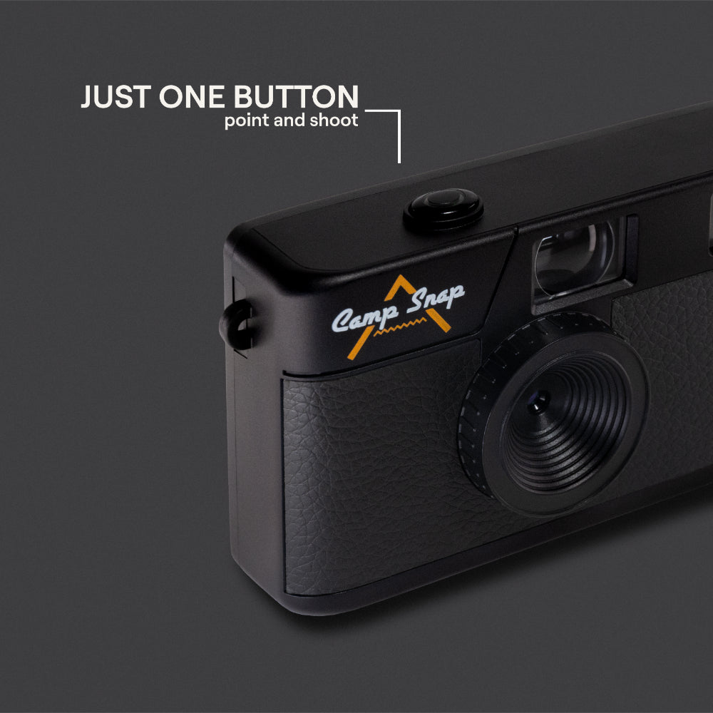 Camp Snap V105 Screen-Free Digital Camera | 8MP Point-and-Shoot Vintage Style, LED Flash, Rechargeable Battery, 500 Photos per charge, Includes 4GB Micro SD Card, for Kids and Adults, Stealth Black