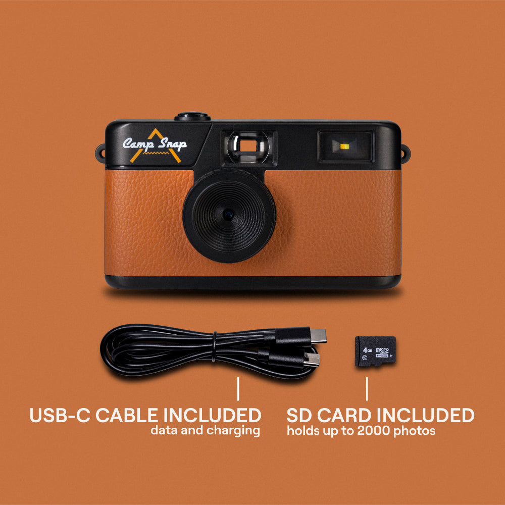 Camp Snap V105 Screen-Free Digital Camera | 8MP Point-and-Shoot Vinatge Style, LED Flash, Rechargeable Battery, 500 Photos per charge, Includes 4GB Micro SD Card, for Kids and Adults, Chestnut Brown