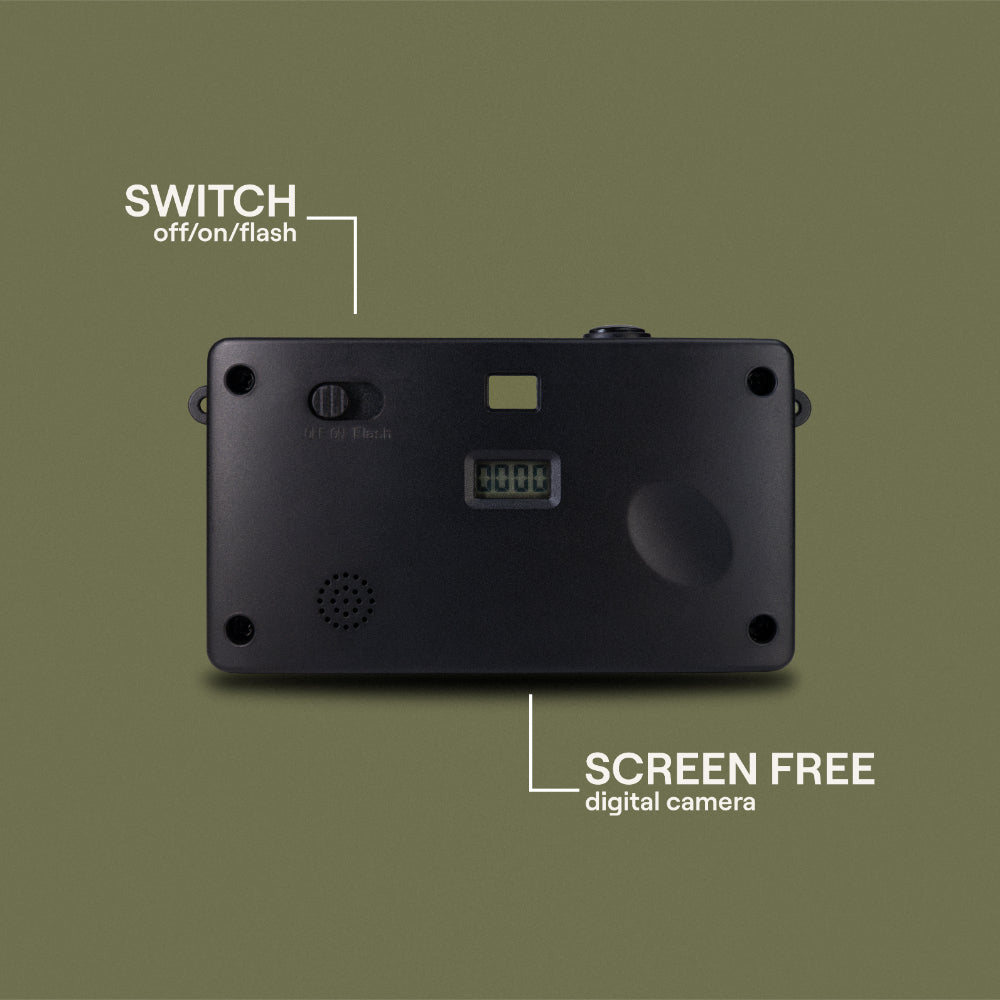 Camp Snap V105 Screen-Free Digital Camera | 8MP Point-and-Shoot Vintage Style, LED Flash, Rechargeable Battery, 500 Photos per charge, Includes 4GB Micro SD Card, for Kids and Adults, Forest Green