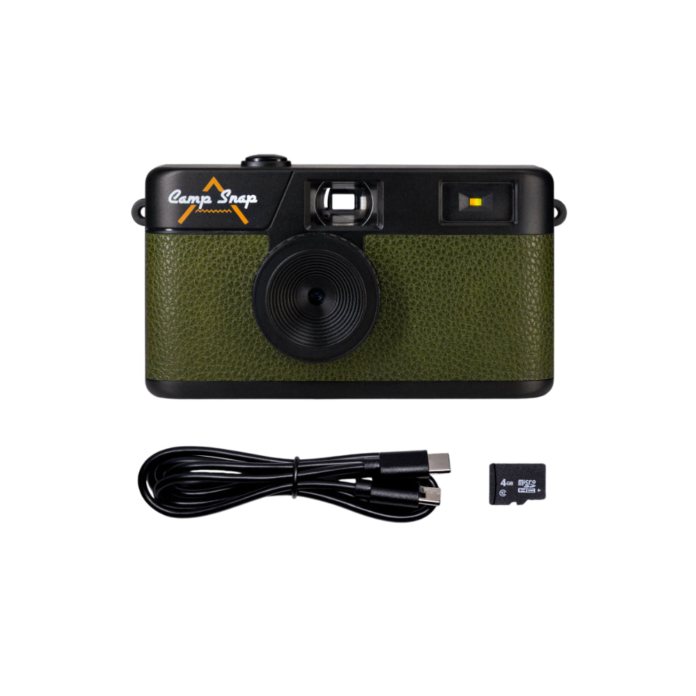 Camp Snap V105 Screen-Free Digital Camera | 8MP Point-and-Shoot Vintage Style, LED Flash, Rechargeable Battery, 500 Photos per charge, Includes 4GB Micro SD Card, for Kids and Adults, Forest Green