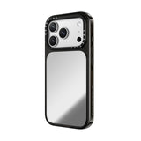 CASETiFY iPhone 18 Pro Impact Canvas Mirror Case | MagSafe Compatible, Reflective Mirror Back, Protective Phone Case, Raised Screen & Camera Edges, Charm-Ready - Silver / Glossy Black