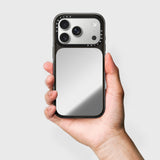 CASETiFY iPhone 18 Pro Max Impact Canvas Mirror Case | MagSafe Compatible, Reflective Mirror Back, Protective Phone Case, Raised Screen & Camera Edges, Charm-Ready - Silver / Glossy Black