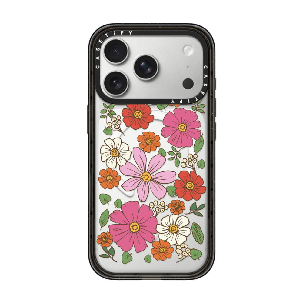 CASETIFY Iphone 17 Pro Impact Case Magsafe Garden Florals - Black