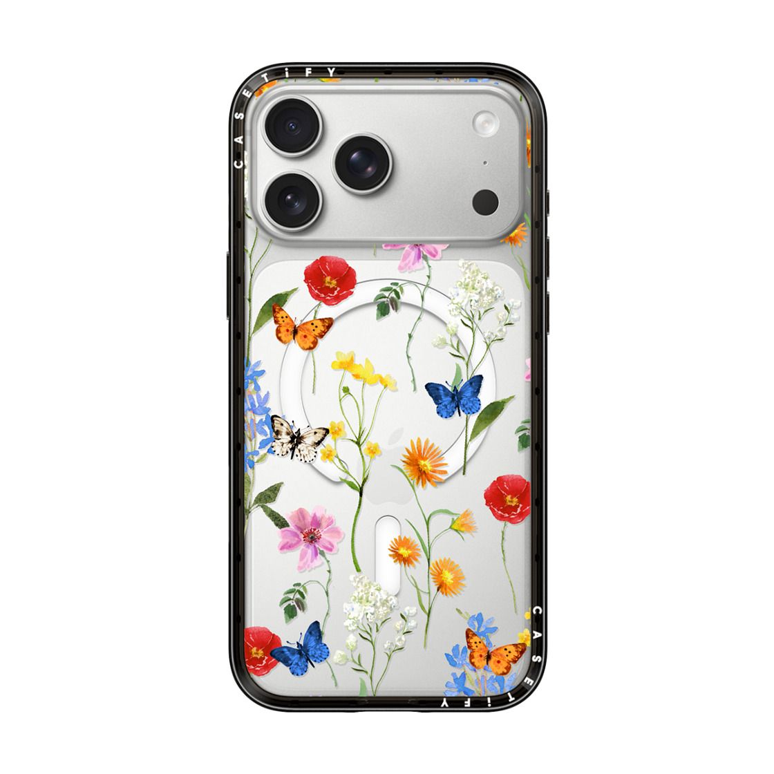 CASETiFY iPhone 18 Pro Max Compact Case | MagSafe Compatible, 4-Ft Drop Protection, 2x Military Grade, Slim Lightweight Case, Raised Bezel & Camera Ring, Charm-Ready -Black Frame / Ditsy Floral