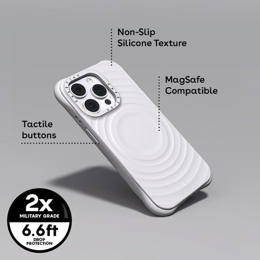 جراب CASETIFY Ripple لهاتف iPhone 16 Pro مع MagSafe باللون الأبيض