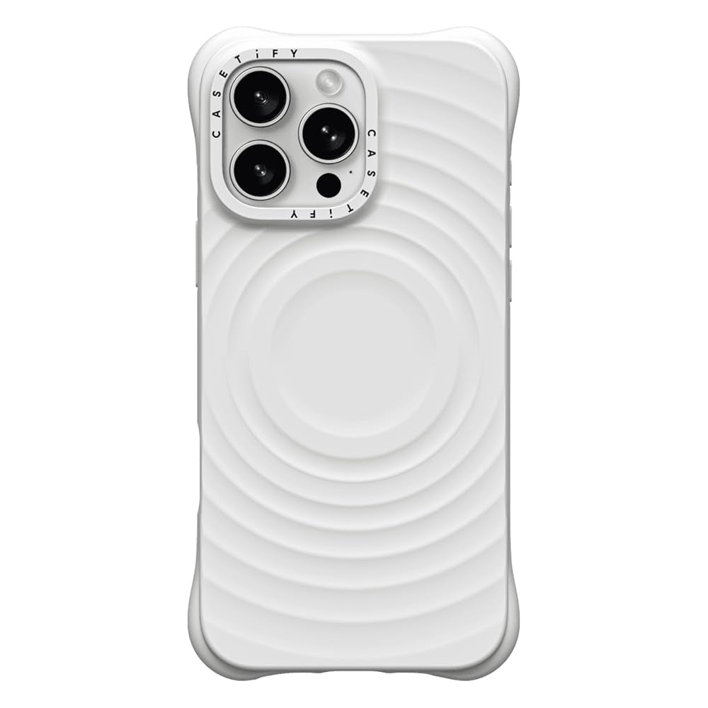 جراب CASETIFY Ripple لهاتف iPhone 16 Pro مع MagSafe باللون الأبيض