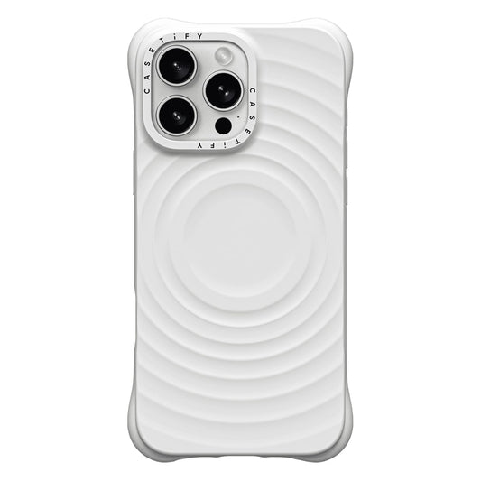 جراب CASETIFY Ripple لهاتف iPhone 16 Pro مع MagSafe باللون الأبيض