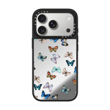 جراب CASETIFY لهاتف iPhone 17 Pro مزود بمرآة وغطاء Magsafe Noir Butterfly - فضي - أسود مع حواف سوداء