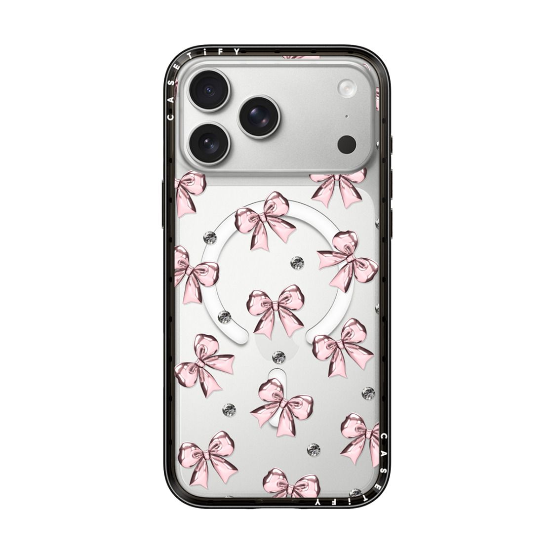 CASETiFY iPhone 18 Pro Max Compact Case | MagSafe Compatible, 4-Ft Drop Protection, 2x Military Grade, Slim Lightweight Case, Raised Bezel & Camera Ring, Charm-Ready - Black Frame / Pink Ribbon