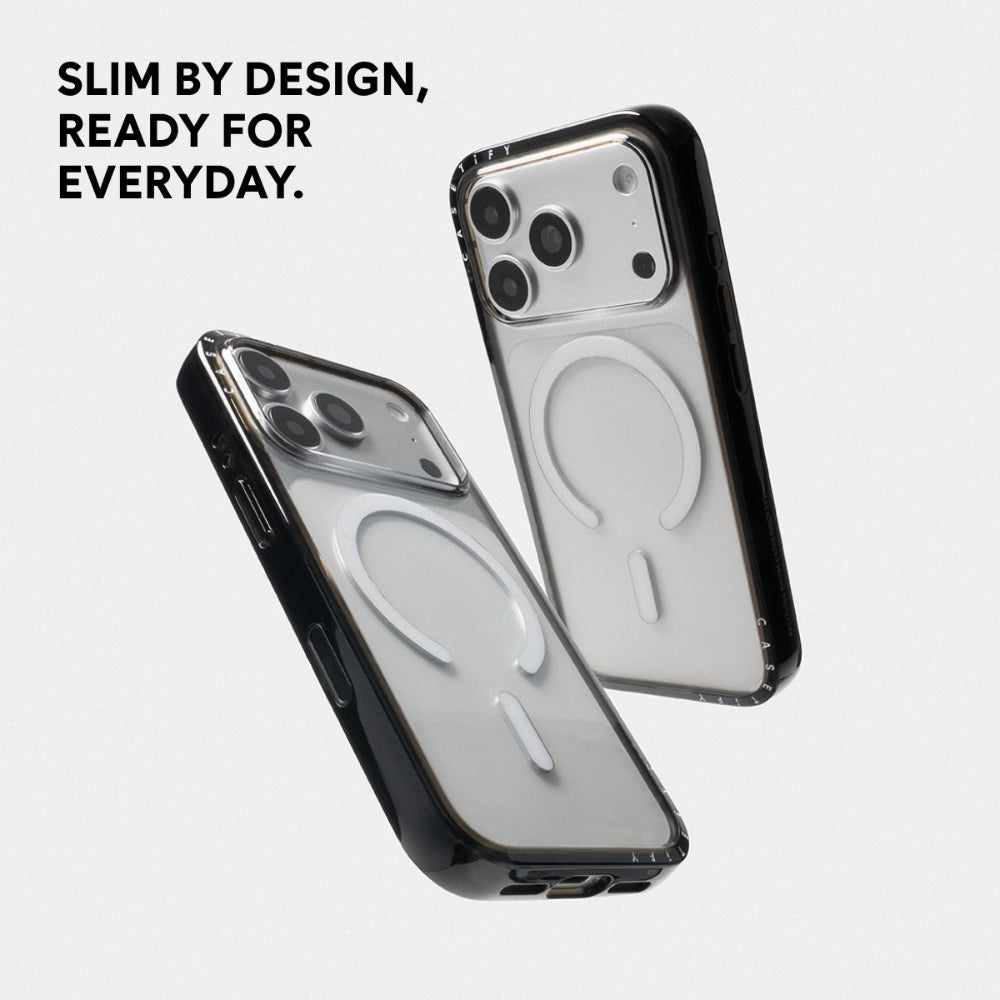 CASETiFY iPhone 18 Pro Compact Case | MagSafe Compatible, 4-Ft Drop Protection, 2x Military Grade, Slim Lightweight Case, Raised Bezel & Camera Ring, Charm-Ready - Black Frame / Polka Hearts