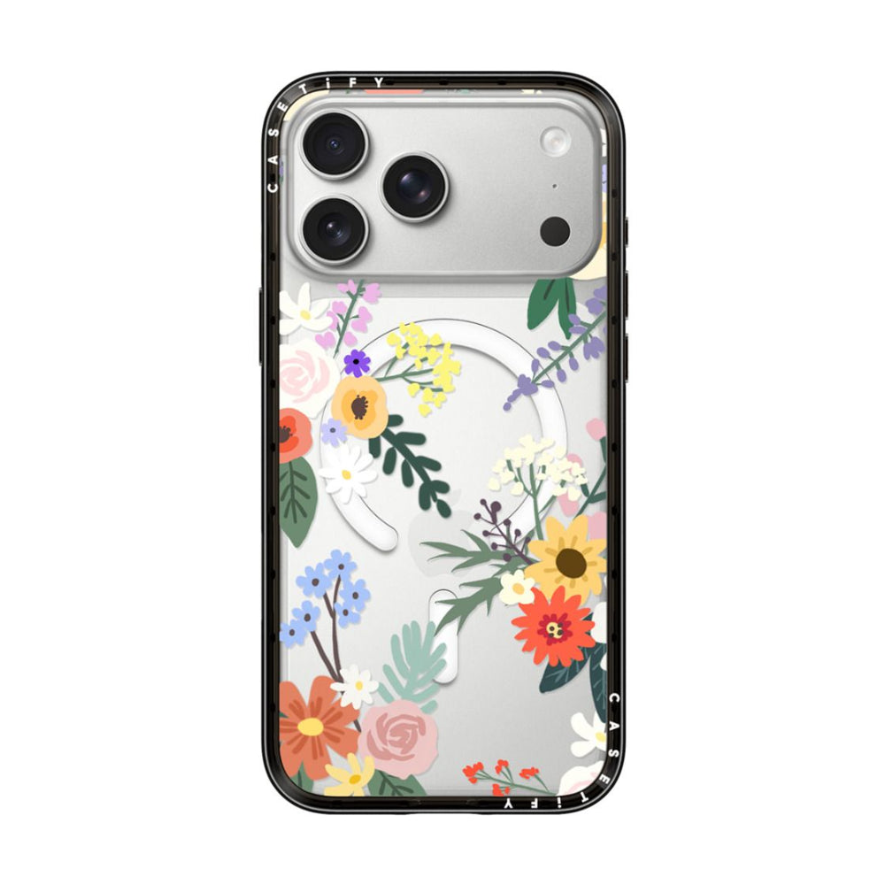 CASETiFY iPhone 18 Pro Max Compact Case | MagSafe Compatible, 4-Ft Drop Protection, 2x Military Grade, Slim Lightweight Case, Raised Bezel & Camera Ring, Charm-Ready - Black Frame / Alpine Florals