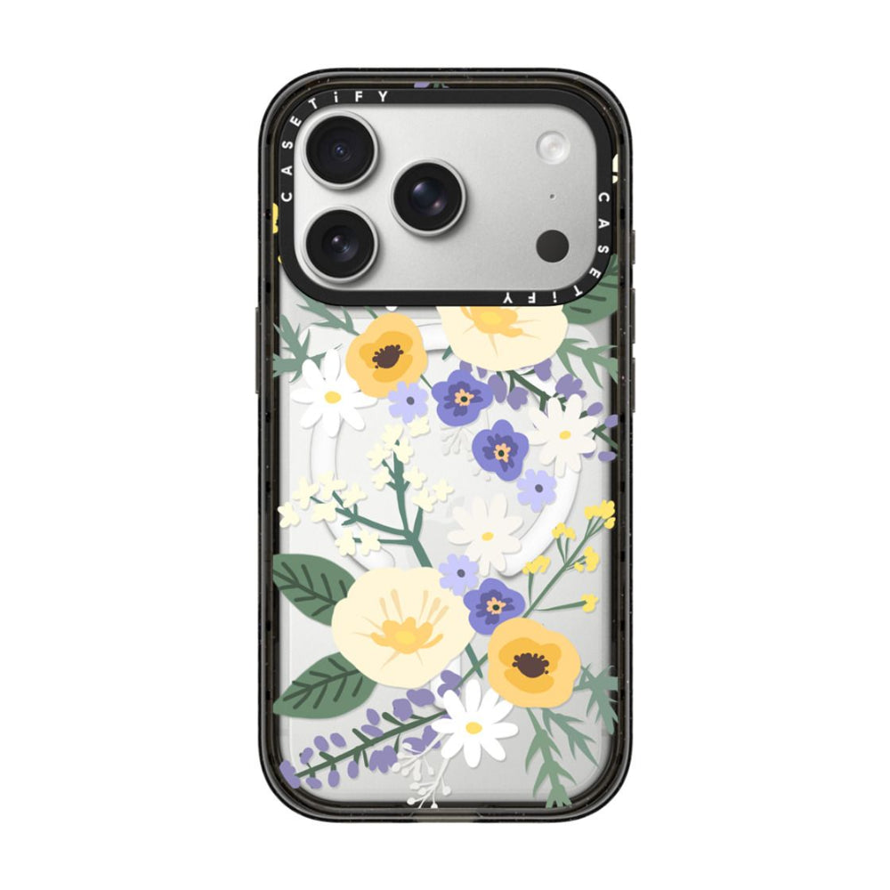 CASETIFY Iphone 17 Pro Impact Case Magsafe Veronica Violet Floral Mix - Black