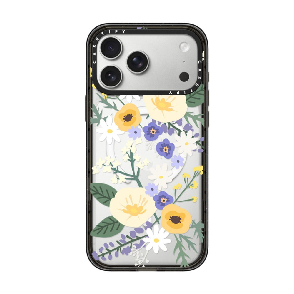 CASETIFY Iphone 17 Pro Max Impact Case Magsafe Veronica Violet Floral - Black