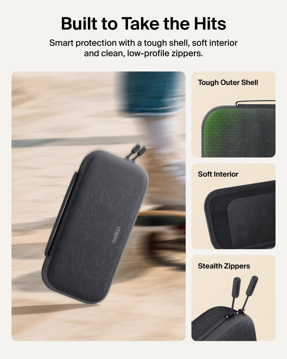 Belkin Gaming Charging Case| Portable Storage & Charging Solution for Nintendo Switch 2/Switch/Switch OLED up to 1.5x, Drop & Scratch Protection, Game Card Storage, Hidden AirTag Pocket - Charcoal