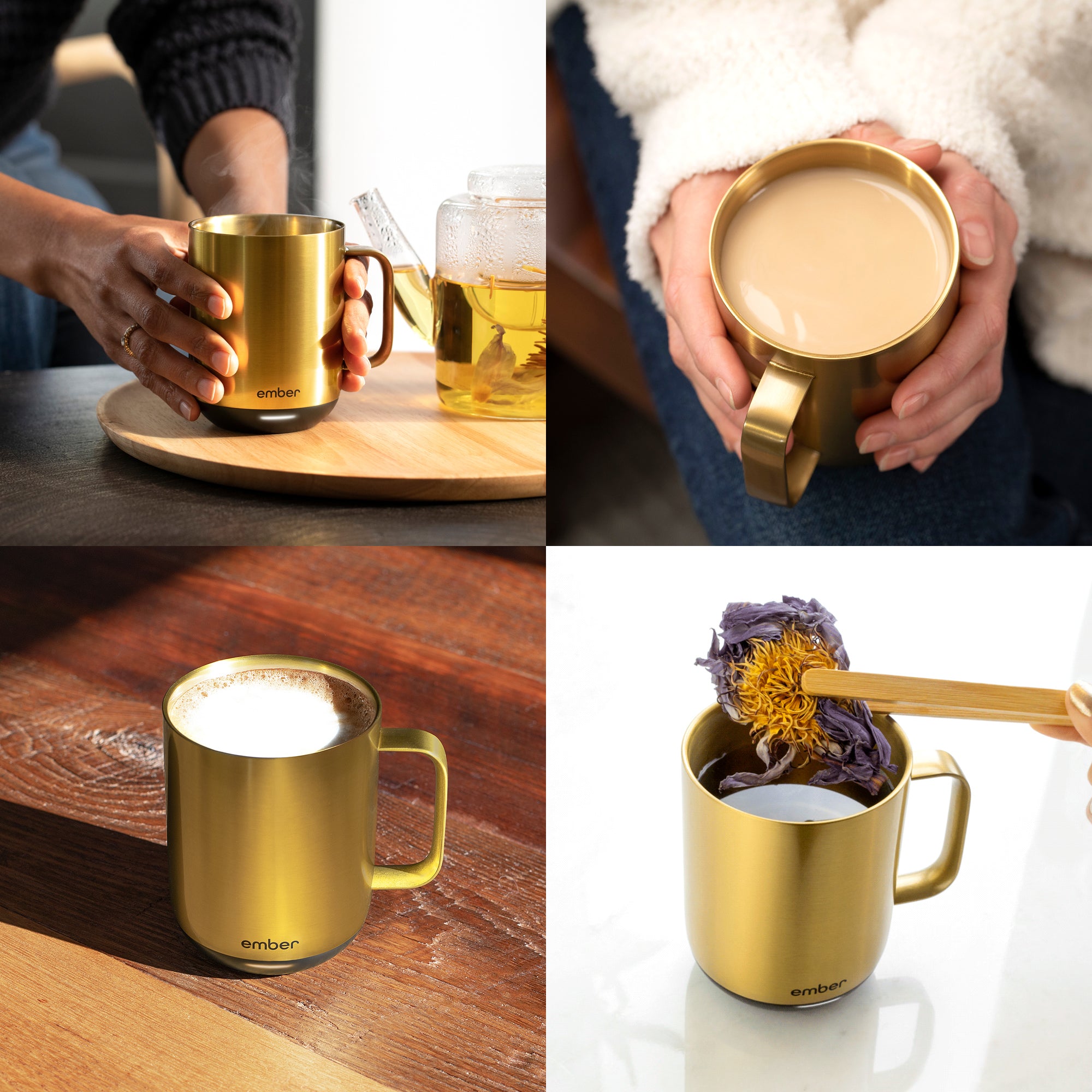 EMBER Mug 2 Metallic Collection 10 Oz / 295 ML Gold Uk Plug