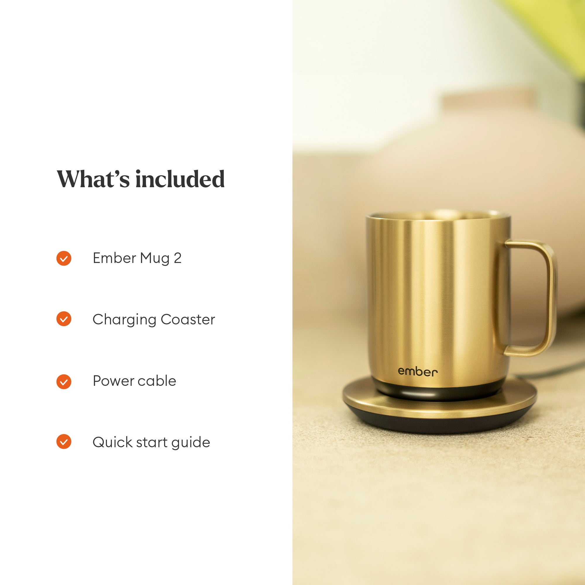 EMBER Mug 2 Metallic Collection 10 Oz / 295 ML Gold Uk Plug