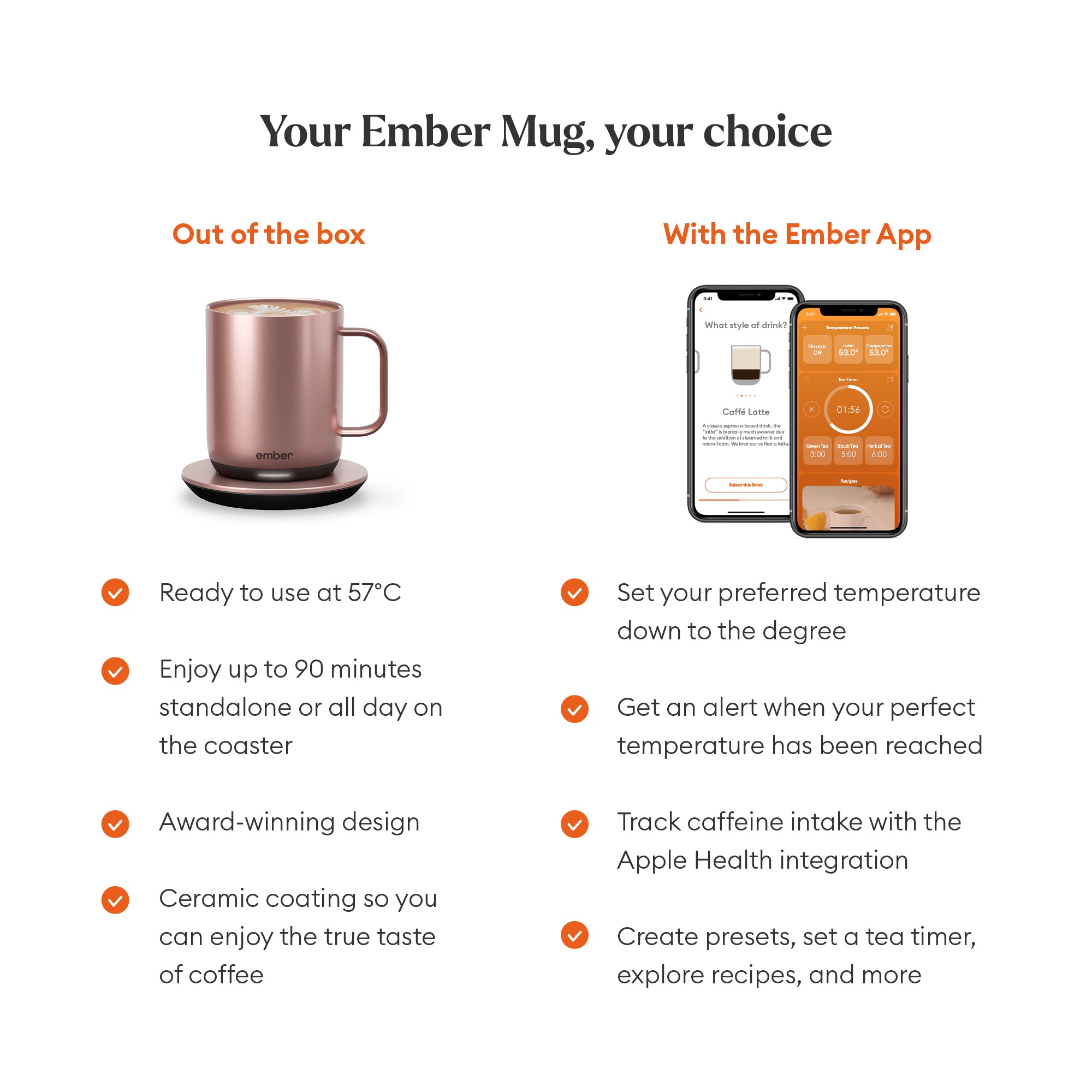 كوب إمبر 2 من المجموعة المعدنية، سعة 295 مل / 10 أونصة، لون ذهبي وردي، قابس بريطاني