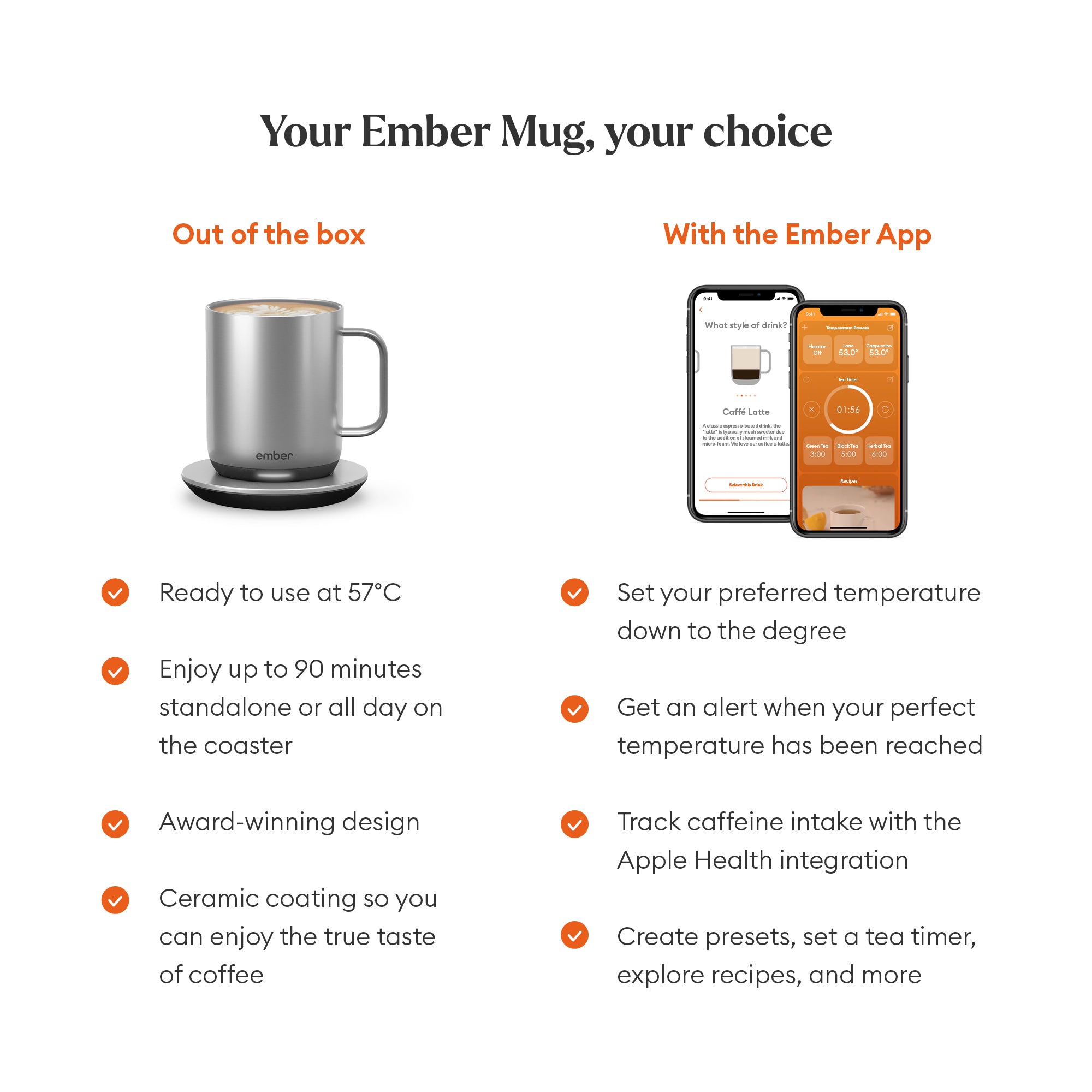 EMBER Mug 2 Metallic Collection 10 Oz / 295 ML Stainless Steel Uk Plug
