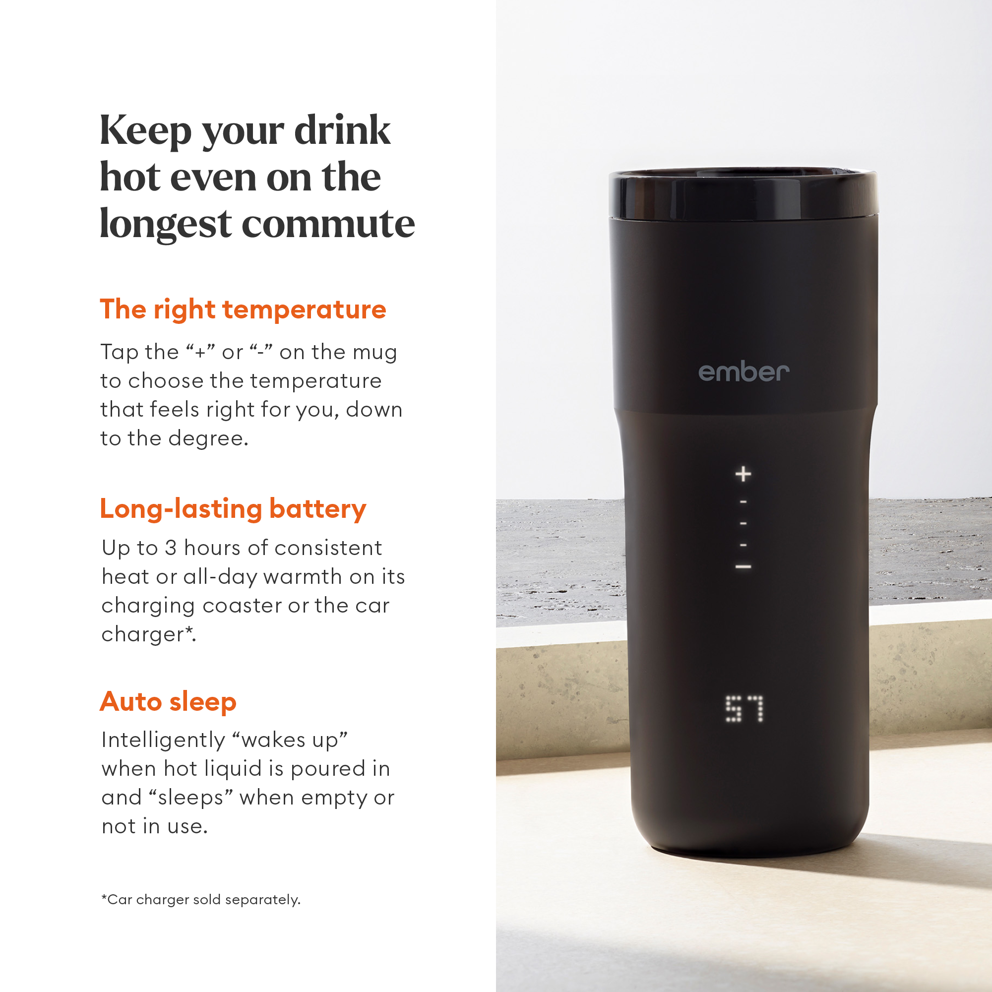 EMBER Travel Mug 2 Plus Temperature Control 12 Oz / 355 ML Black Uk Plug