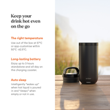 كوب إمبر للتحكم في درجة الحرارة، سعة 473 مل / 16 أونصة، أسود اللون، مزود بقابس بريطاني