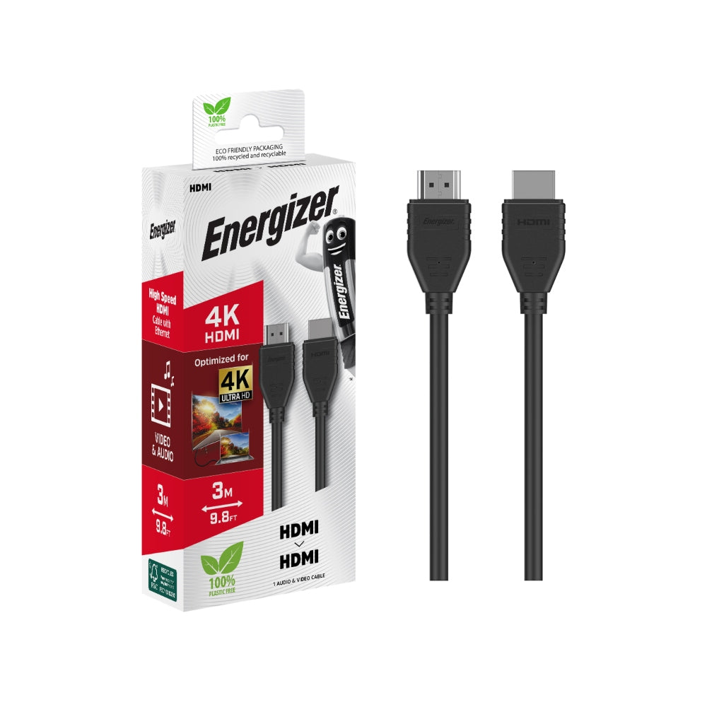 [OPEN BOX] ENERGIZER C110 4K HDMI To HDMI Audio Video Cable 3M - Black