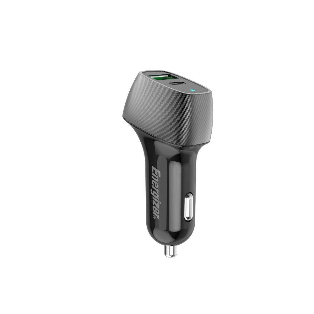 ENERGIZER D38WS Car Charger PD QC3 with 1 20W USB-C and 1 18W USB-A Port - Black