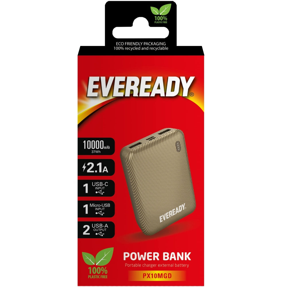 EVEREADY Fast Charger Portable Power Bank Mini 10000mAh - Gold