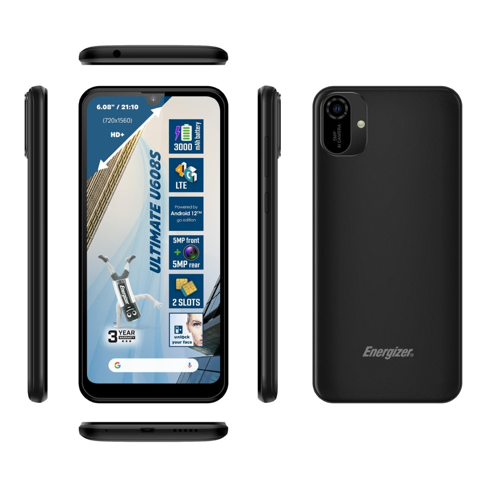 ENERGIZER - Ultimate U608S Mobile Phone 6.0 Inches LCD 4G Dual Sim WIFI 3000mAh - Black