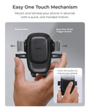 iOttie Easy One Touch 6 Dash & Windshield Mount, Universal Car Phone Holder, Telescopic Arm, Strong Suction Cup, Cable Organizer, Black