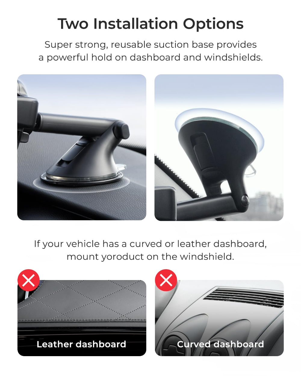 iOttie Easy One Touch 6 Dash & Windshield Mount, Universal Car Phone Holder, Telescopic Arm, Strong Suction Cup, Cable Organizer, Black