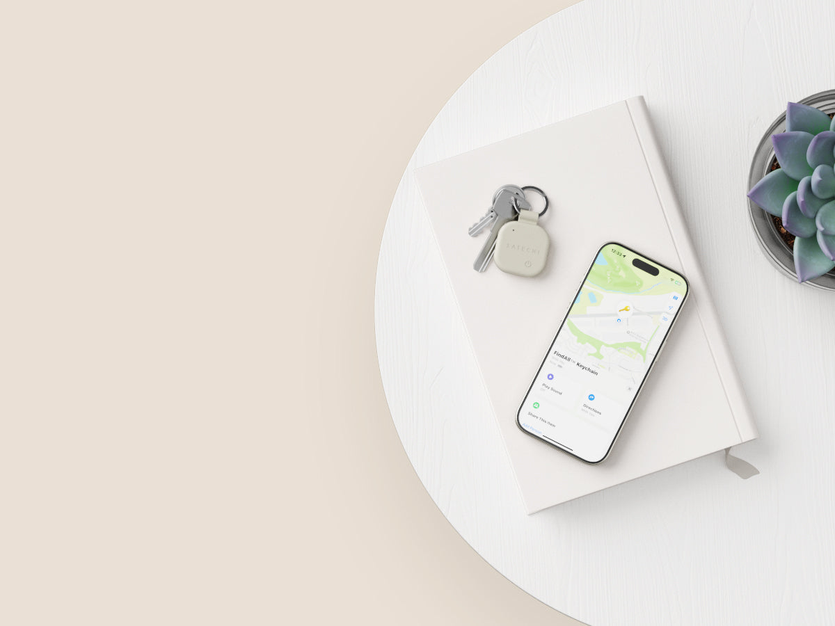 سلسلة مفاتيح SATECHI المصنوعة من الجلد النباتي، لون رملي