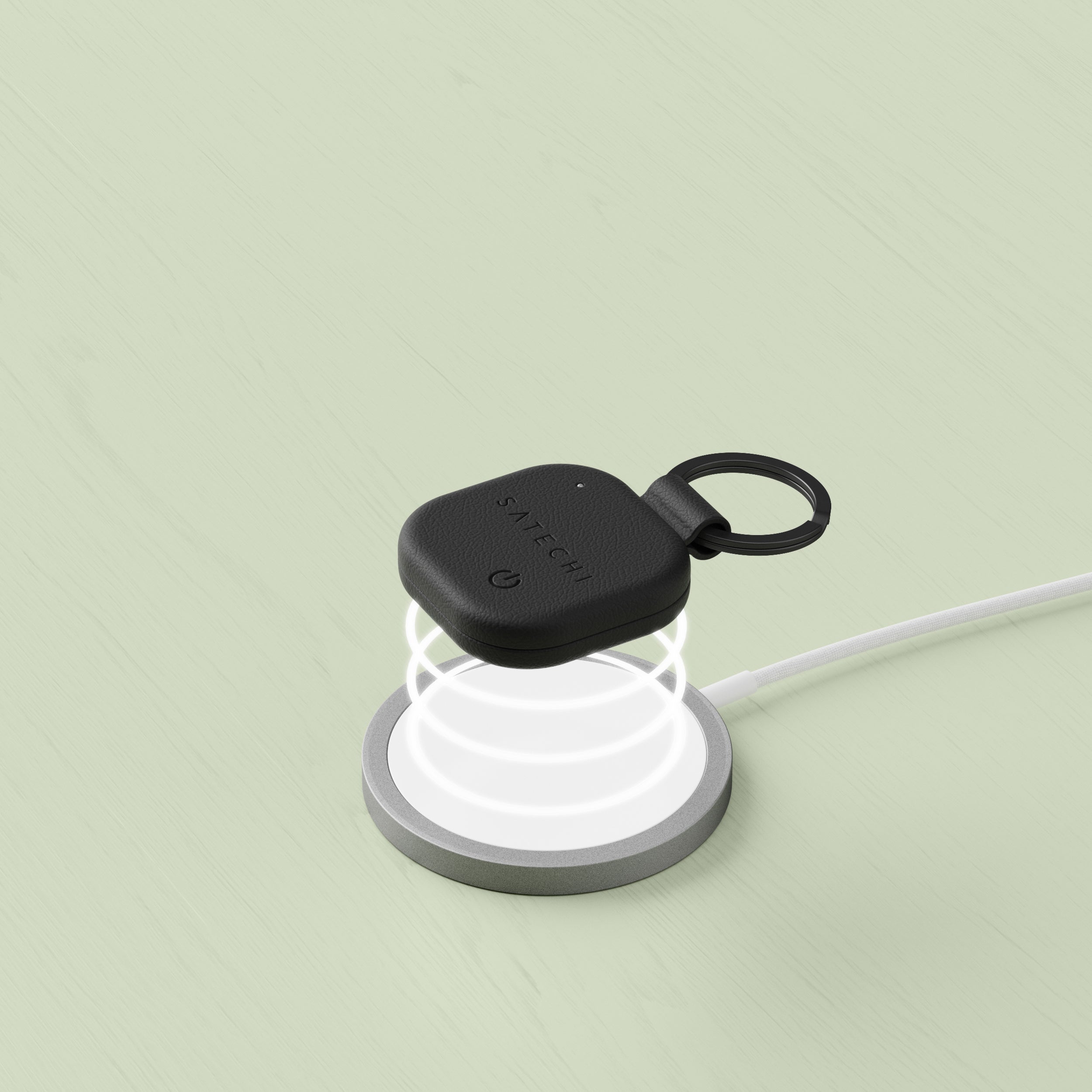 سلسلة مفاتيح SATECHI من الجلد النباتي، لون أسود