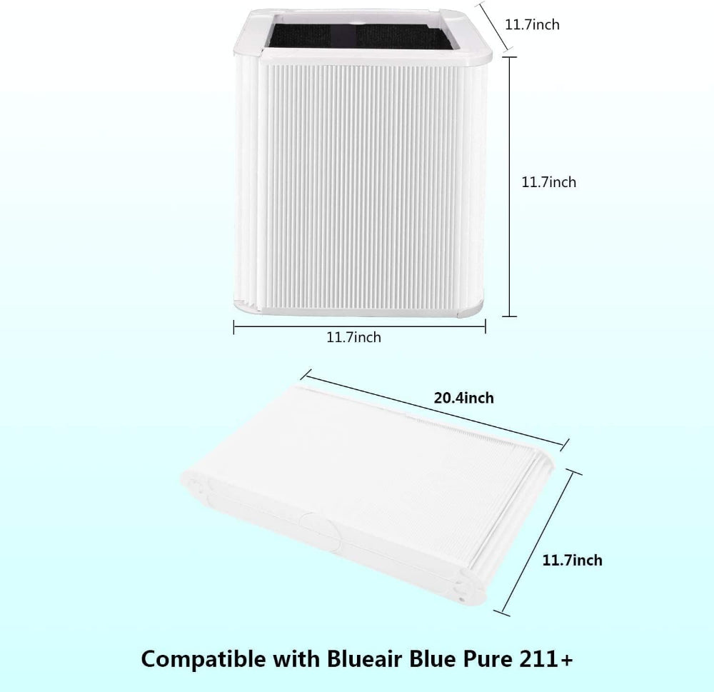 BLUEAIR Pure 221 Particle + Carbon Filter| Replacement Filter for Blue 221, Removes 99.97% of Airborne Particles, Odor, Smoke, Easy Replacement, 6-12 months of use - White - 1pc