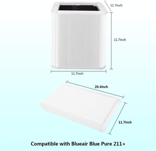 BLUEAIR Pure 221 Particle + Carbon Filter| Replacement Filter for Blue 221, Removes 99.97% of Airborne Particles, Odor, Smoke, Easy Replacement, 6-12 months of use - White - 1pc