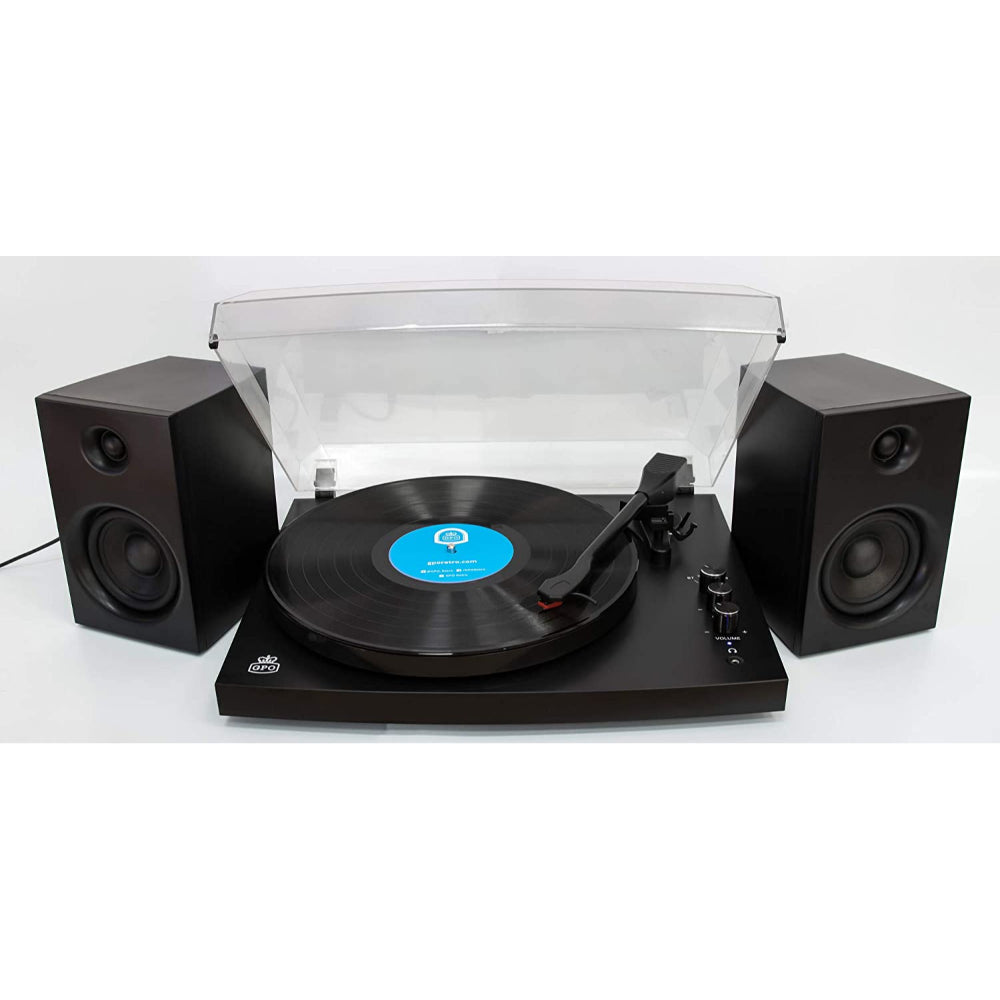 GPO RETRO Piccadily Stylish Turntable Bluetooth + 2 Speakers - Black