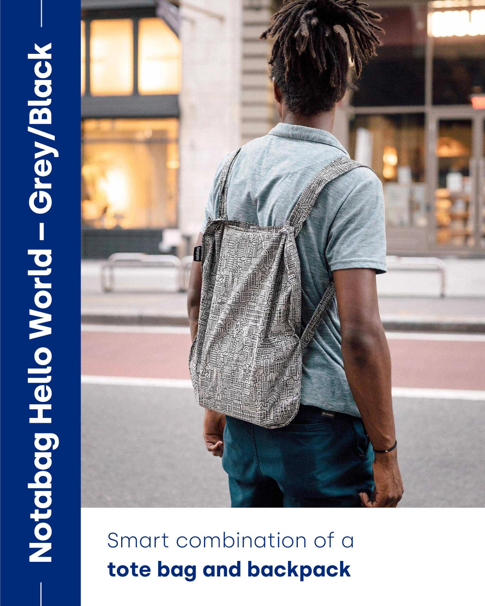 حقيبة نوتاباغ الأصلية متعددة الوظائف "مرحباً بالعالم" - رمادي/أسود