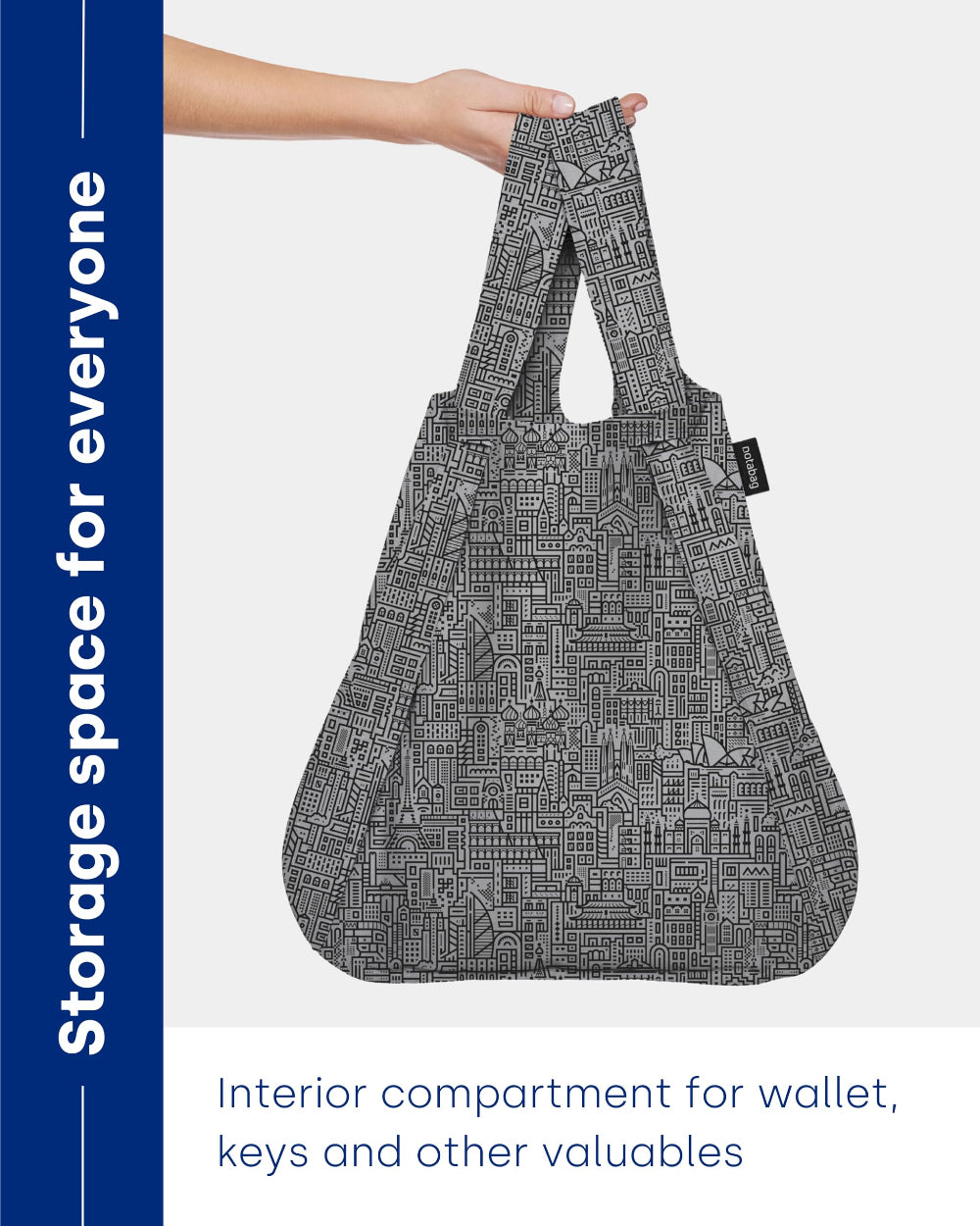 حقيبة نوتاباغ الأصلية متعددة الوظائف "مرحباً بالعالم" - رمادي/أسود