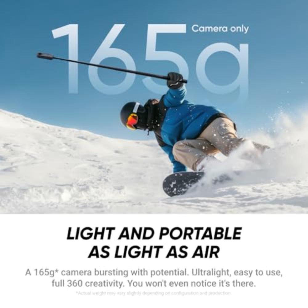 Insta360 X4 Air Essential Bundle | Lightest 8K 360 Action Camera for Epic Adventures| for Travel, Sports, Family Moments, Vlogging| Smooth, Stable, Easy-to-Edit Videos Anytime, Anywhere - Black