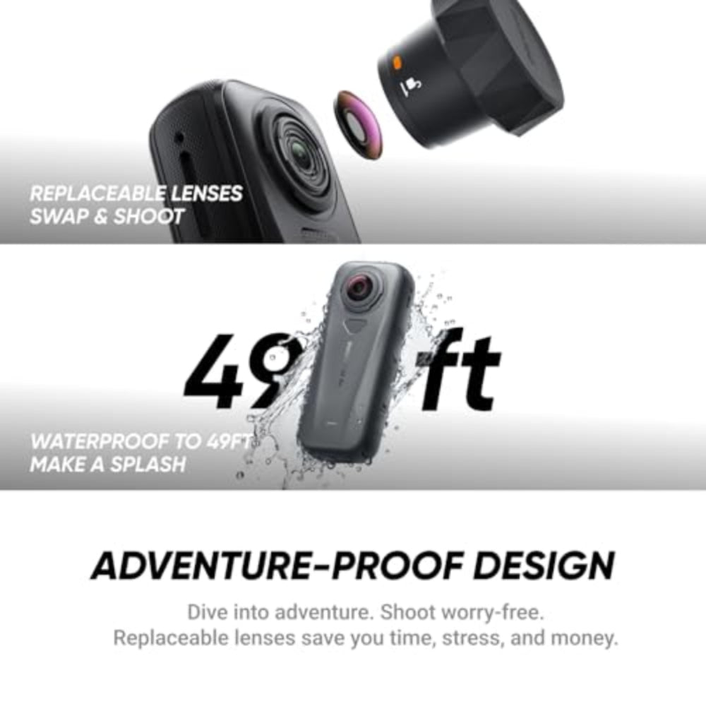 Insta360 X4 Air Essential Bundle | Lightest 8K 360 Action Camera for Epic Adventures| for Travel, Sports, Family Moments, Vlogging| Smooth, Stable, Easy-to-Edit Videos Anytime, Anywhere - Black