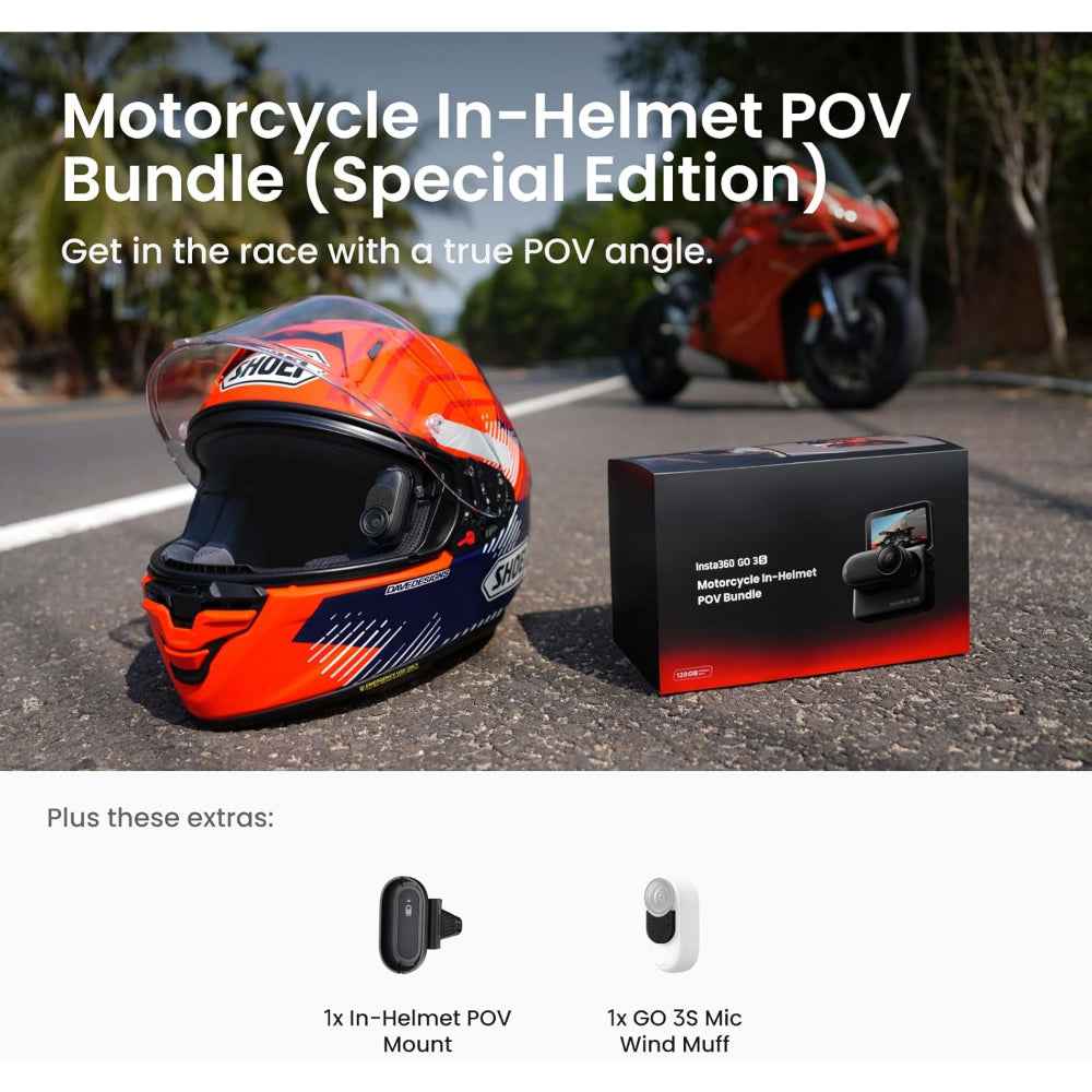 Insta360 GO 3S Special Edition Motorcycle POV Bundle - Black