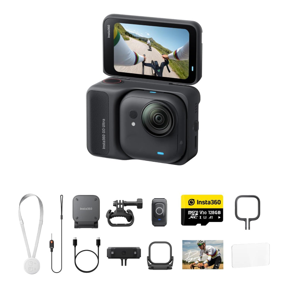 Insta360 GO Ultra Premium Cycling Bundle Midnight Black - Tiny 4K Cam, Lightweight & Portable, Low Light Excellence, Mount Anywhere, FlowState Stabilization, 200 Min Battery Life