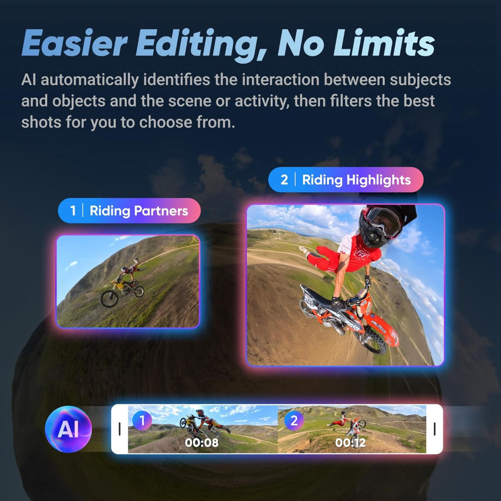 Insta360 X4 Explorer Bundle - 8K Waterproof 360 Action Camera, 4K Wide-Angle Video, Stabilization, 135 Min Battery Life, AI Editing, 114cm Invisible Selfie Stick+ Lens Cap+ 256GB Memory Card - Bundle