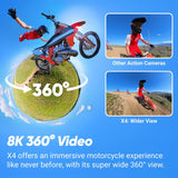 Insta360 X4 MotorCycle Bundle - 8K 10m Waterproof 360 Action Camera, 4K Wide-Angle Video, 135 Min Battery Life, AI Editing, Auto Stabilization, 256GB Memory Card+ Motorcycle Kit - Bundle