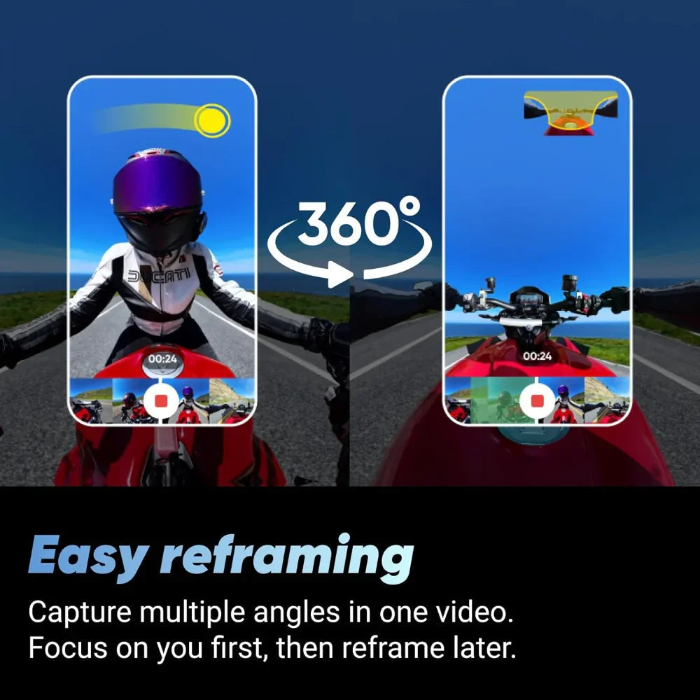كاميرا Insta360 X4 للدراجات النارية، كاميرا حركة 8K بزاوية 360 درجة، مقاومة للماء