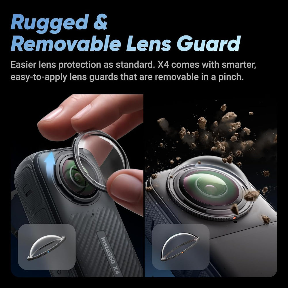 Insta360 X4 Stand Alone| Waterproof 8K 360 Action Camera, 4K Wide-Angle Video, Invisible Selfie Stick Effect, Removable Lens Guards, 135 Min Battery Life, AI Editing, Auto Stabilization - Black