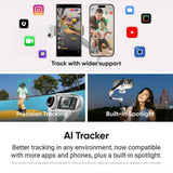 Insta360 Flow 2 Gimbal AI Tracker Bundle| Handheld Gimbal w/ Deep Track 4.0 Precise Subject Tracking, Gesture Control, for Livestreamers, Bloggers, Video Calls, for Android and iOS - Stone Grey