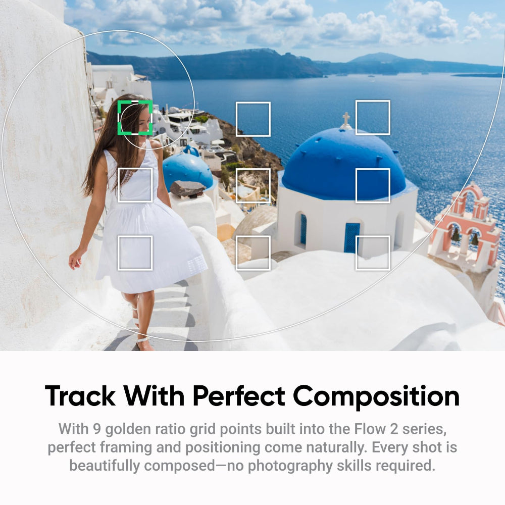 Insta360 Flow 2 Gimbal AI Tracker Bundle| Handheld Gimbal w/ Deep Track 4.0 Precise Subject Tracking, Gesture Control, for Livestreamers, Bloggers, Video Calls, for Android and iOS - Summit White