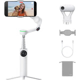 Insta360 Flow 2 Pro AI Tracker Bundle White - Industry-First AI Phone Gimbal with Apple DockKit, Pioneering 360? Pan Tracking, Free Tilt, Built-in Tripod/Selfie Stick, Portable Vlog/Travel Stabilizer